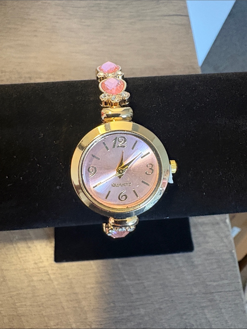 Gold-Tone Pink Dial Women's Bracelet Watch